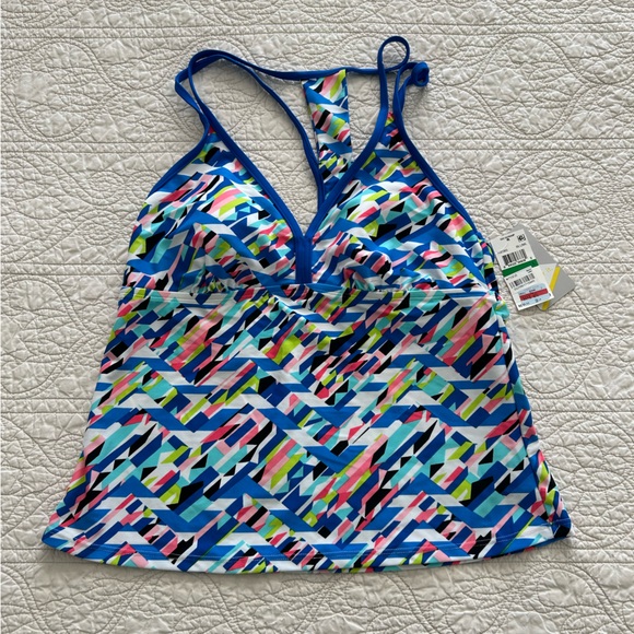 NWT Women’s Blue Printed Go Gossip Swim Tankini Top - Sz L - Picture 4 of 16